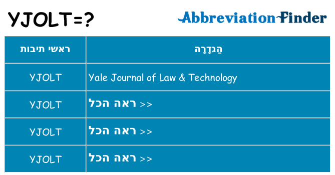 מה הפירוש yjolt