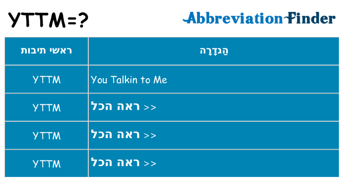 מה הפירוש yttm