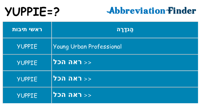 מה הפירוש yuppie