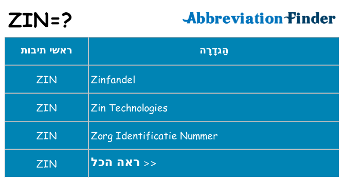 מה הפירוש zin