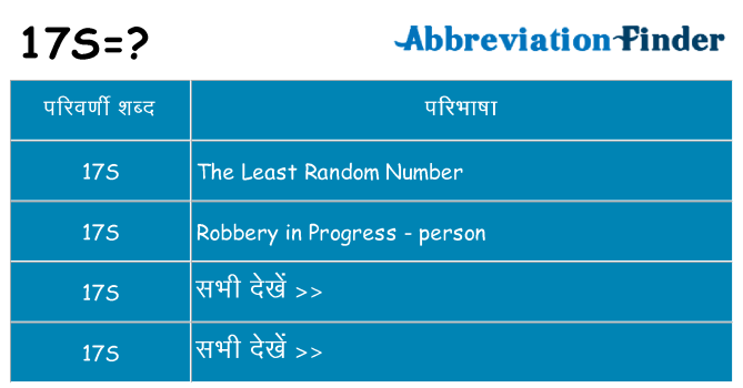 17s का क्या अर्थ है