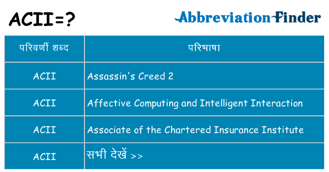 acii का क्या अर्थ है