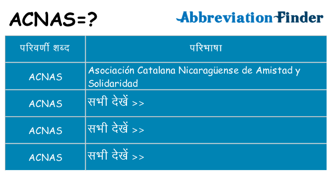 acnas का क्या अर्थ है