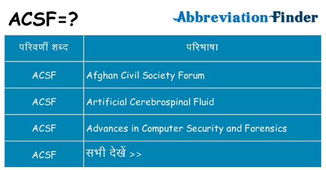 acsf का क्या अर्थ है