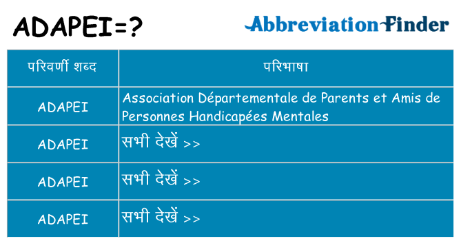 adapei का क्या अर्थ है