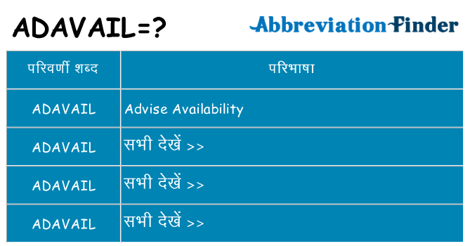 adavail का क्या अर्थ है
