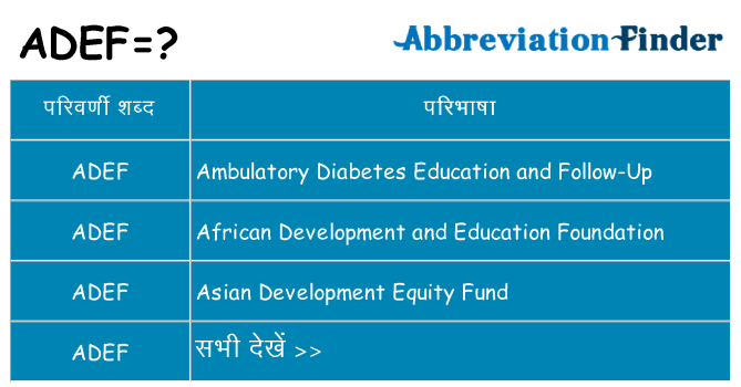 adef का क्या अर्थ है
