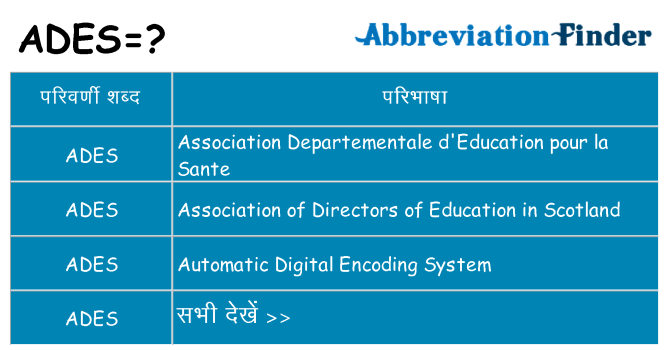 ades का क्या अर्थ है