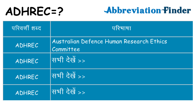 adhrec का क्या अर्थ है