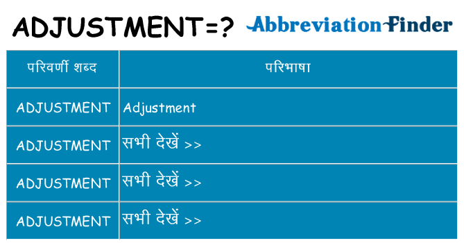 adjustment का क्या अर्थ है