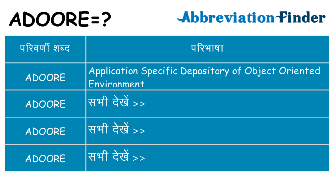 adoore का क्या अर्थ है