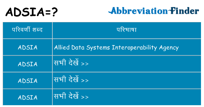 adsia का क्या अर्थ है