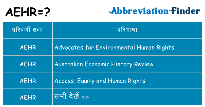 aehr का क्या अर्थ है