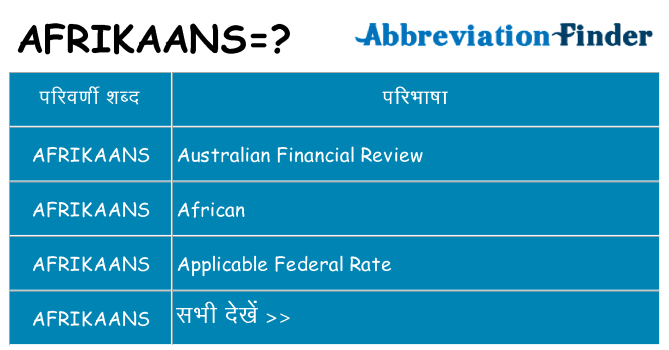 afrikaans का क्या अर्थ है