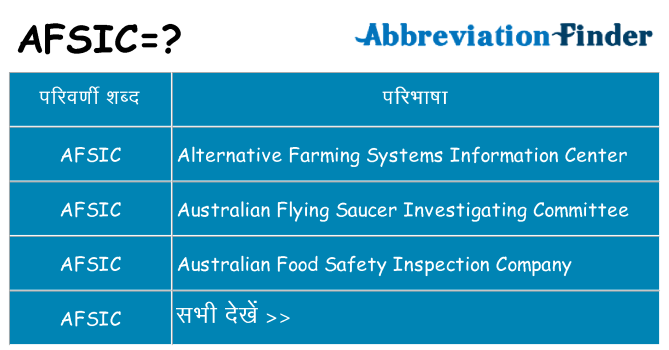 afsic का क्या अर्थ है