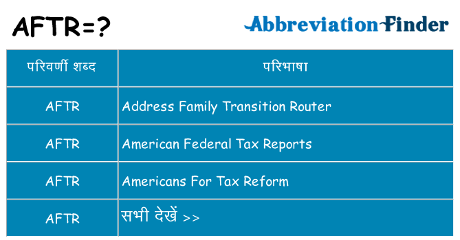 aftr का क्या अर्थ है