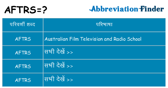 aftrs का क्या अर्थ है