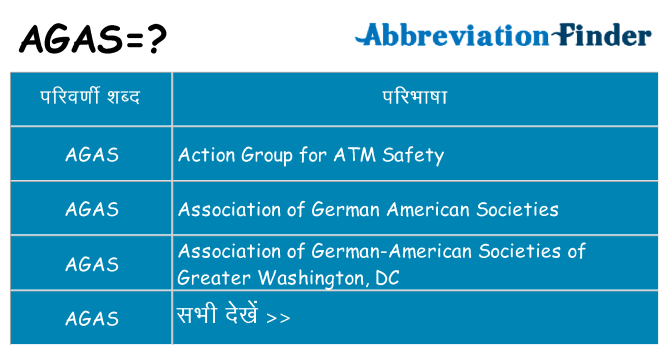 agas का क्या अर्थ है