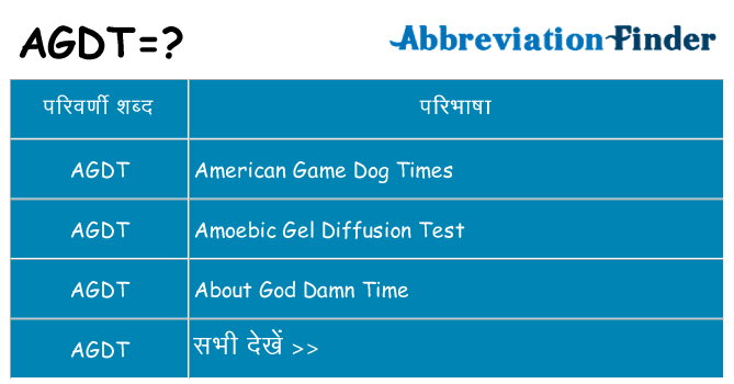 agdt का क्या अर्थ है
