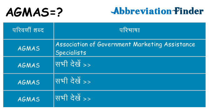 agmas का क्या अर्थ है