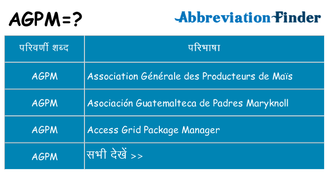 agpm का क्या अर्थ है