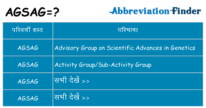 agsag का क्या अर्थ है