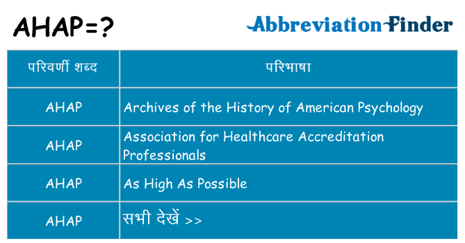 ahap का क्या अर्थ है