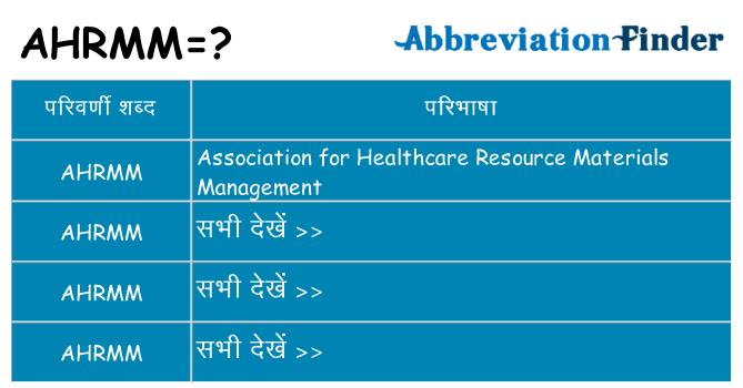 ahrmm का क्या अर्थ है