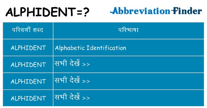 alphident का क्या अर्थ है