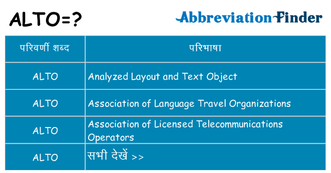 alto का क्या अर्थ है
