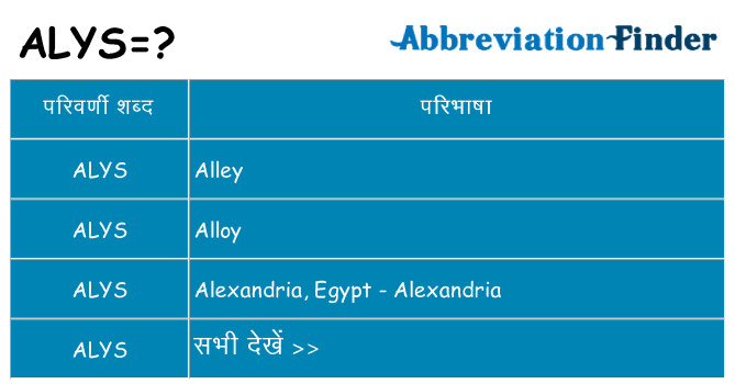 alys का क्या अर्थ है