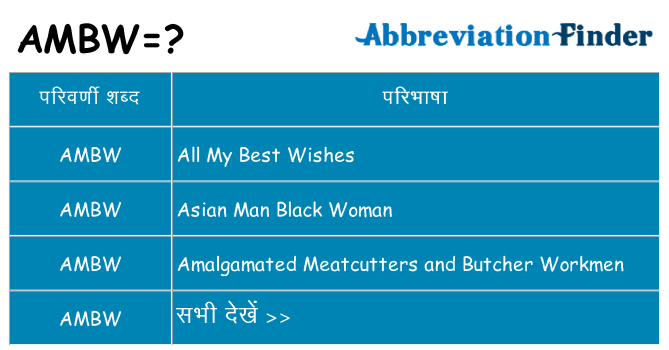 ambw का क्या अर्थ है