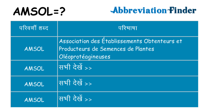 amsol का क्या अर्थ है