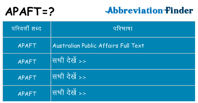 apaft का क्या अर्थ है