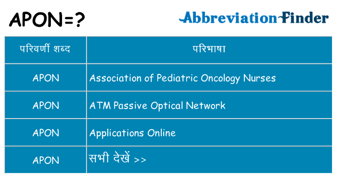 apon का क्या अर्थ है