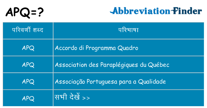 apq का क्या अर्थ है