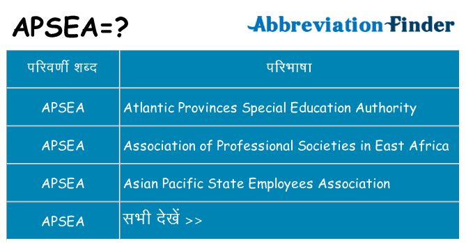 apsea का क्या अर्थ है