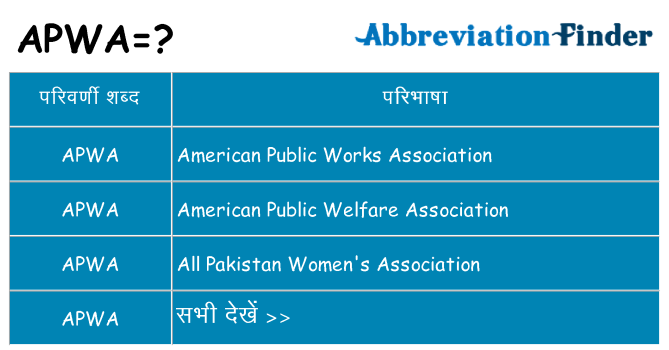 apwa का क्या अर्थ है
