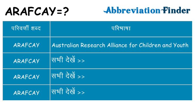 arafcay का क्या अर्थ है