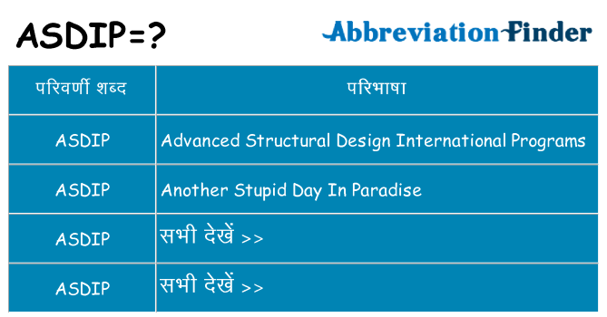 asdip का क्या अर्थ है