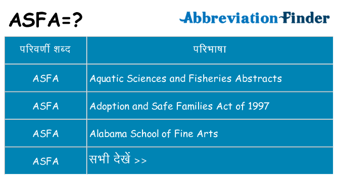 asfa का क्या अर्थ है