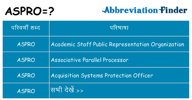 aspro का क्या अर्थ है