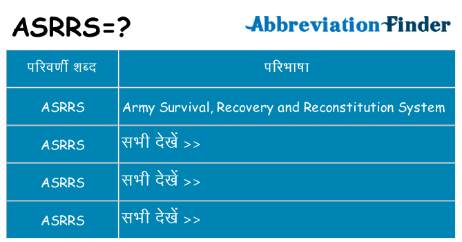 asrrs का क्या अर्थ है