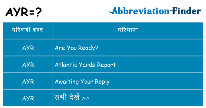 ayr का क्या अर्थ है