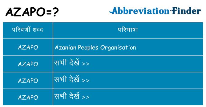 azapo का क्या अर्थ है