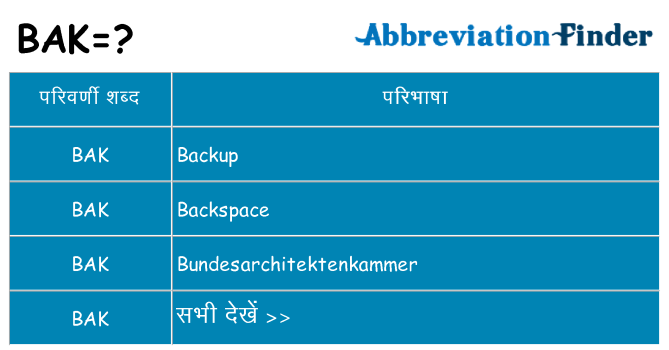 bak का क्या अर्थ है
