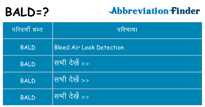 bald का क्या अर्थ है