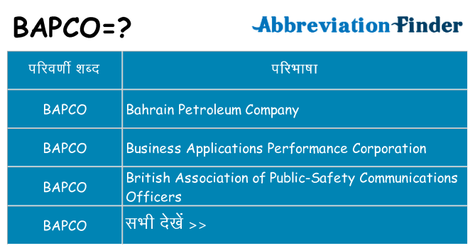 bapco का क्या अर्थ है