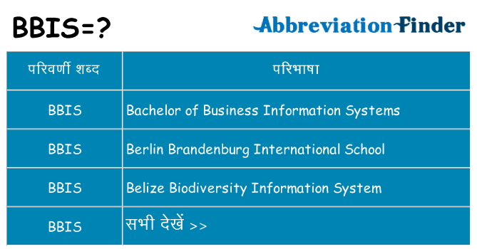 bbis का क्या अर्थ है