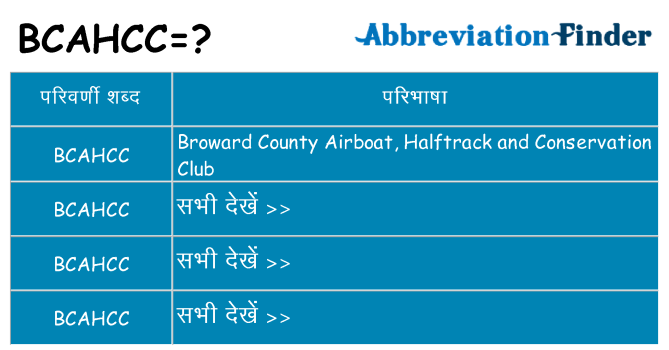 bcahcc का क्या अर्थ है